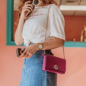 Kate Spade Romy Croc-Embossed Chain Wallet